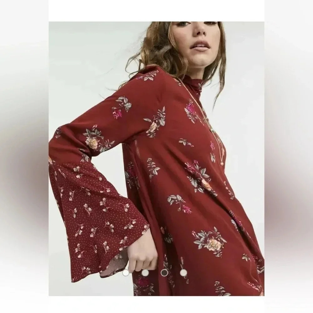 *Final Price* Free People Tate Mock-Neck Tunic Vintage Combo Red S NWT - Picture 6 of 9